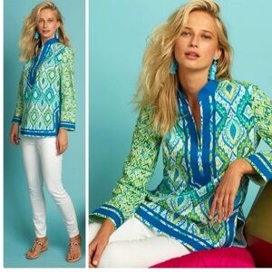 NWT Nicoblu Blouse Nicobar Tunic in Jungle Green Ikat